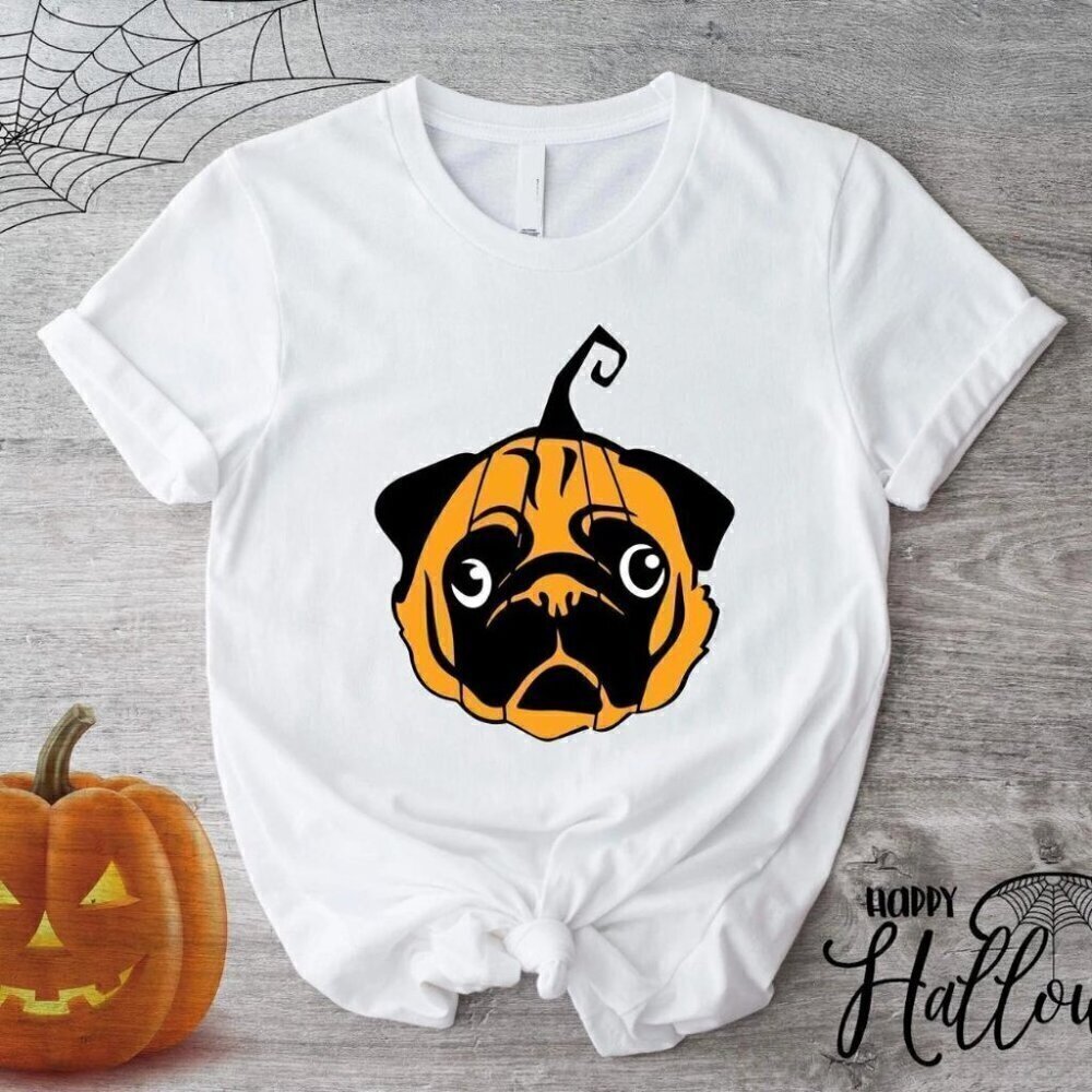 Pugkin Pug Pumpkin Cute Halloween Dog Lover Graphic T-Shirt